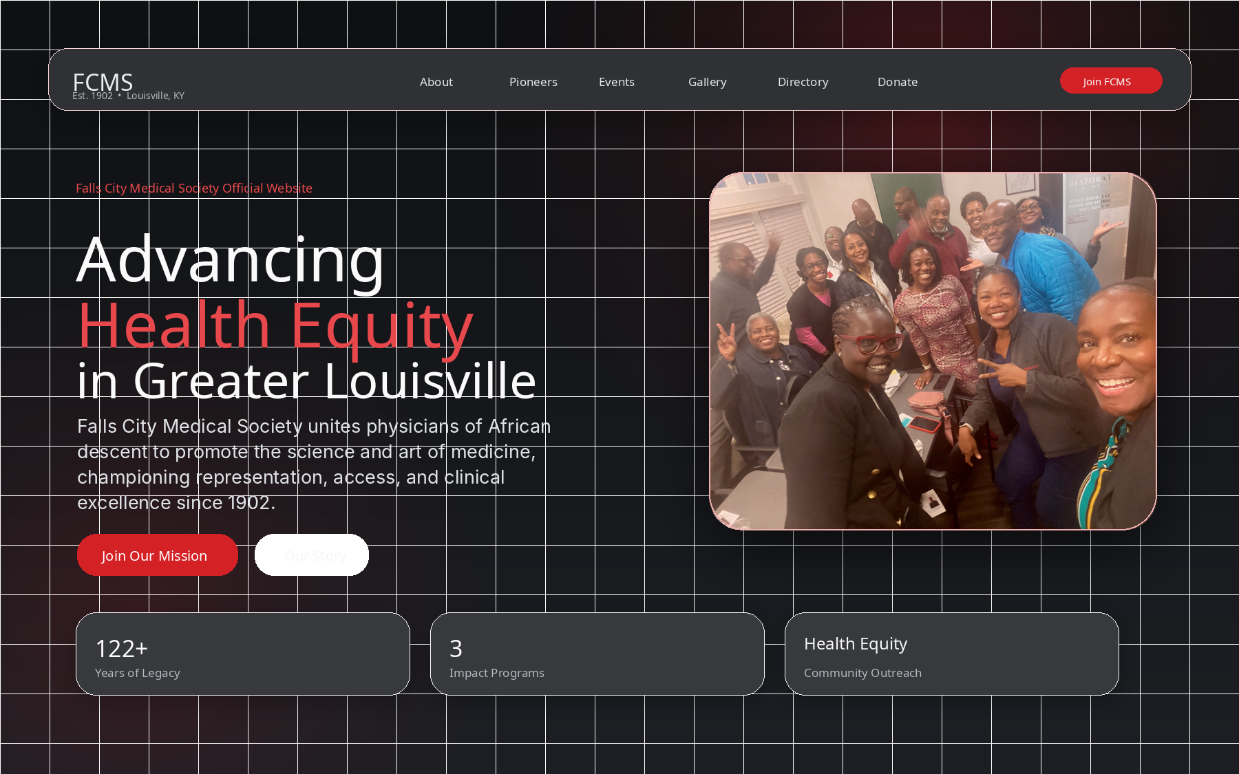 Current Falls City Medical Society homepage preview