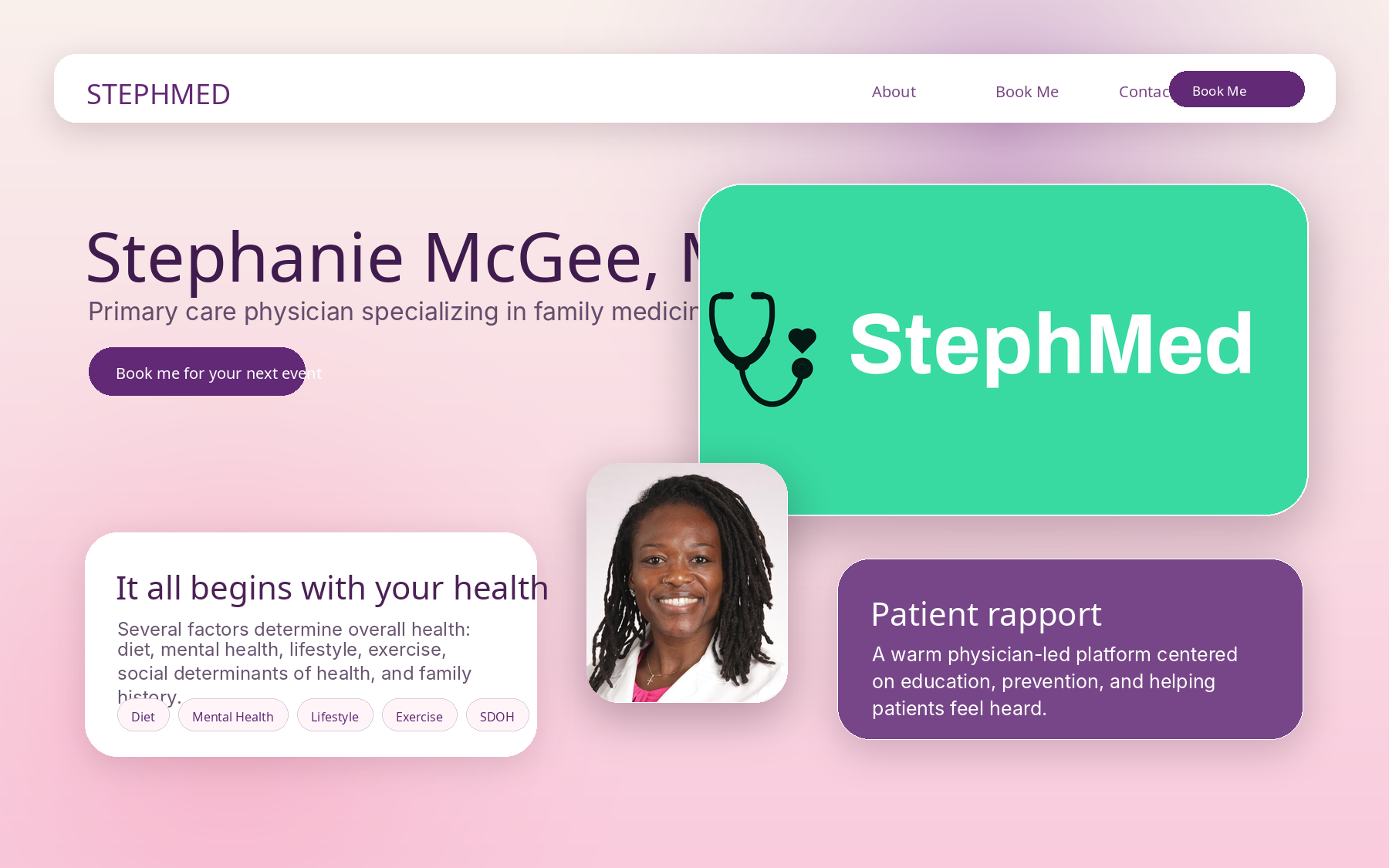 Current StephMed homepage preview